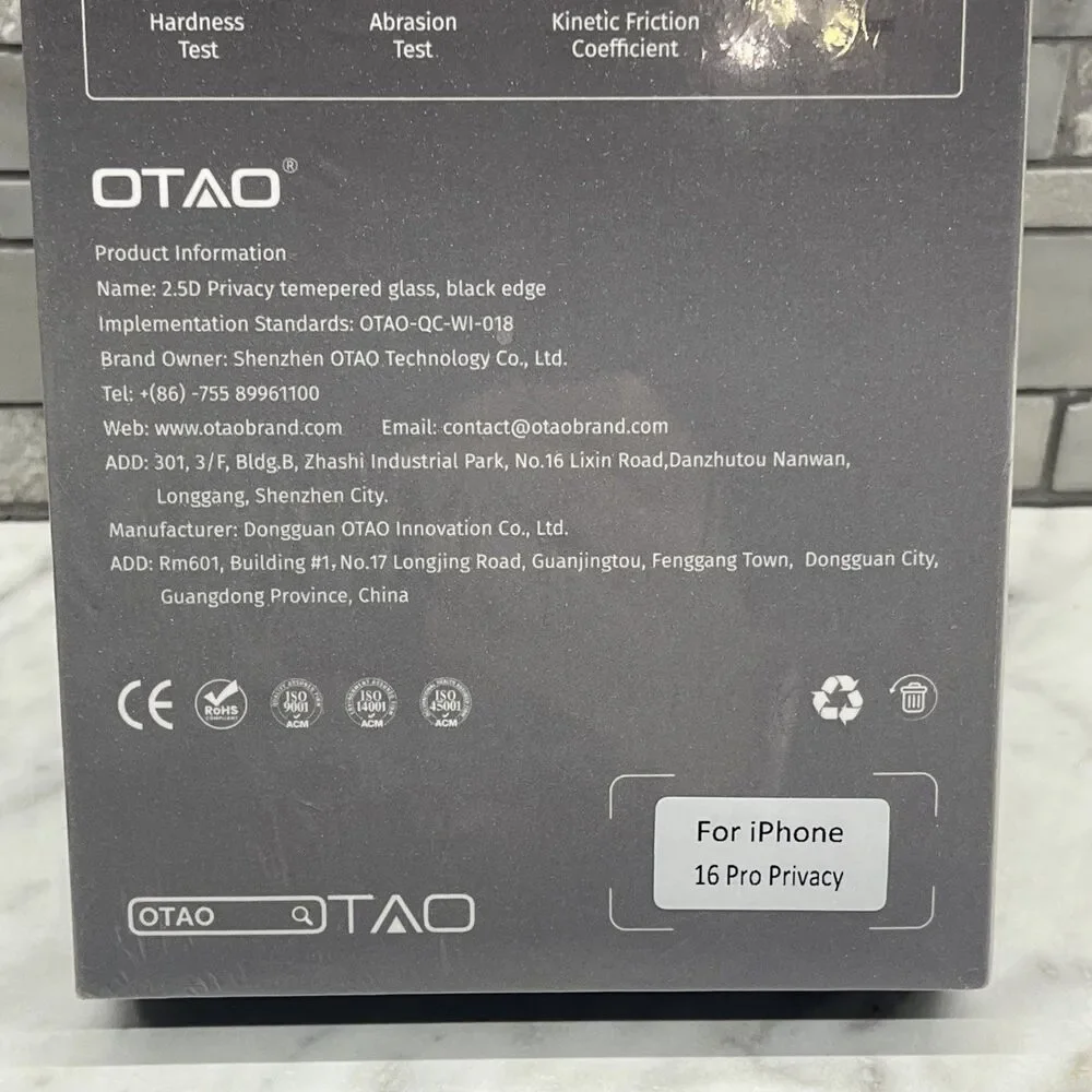 iPhone 16 Pro Privacy (tempered) Glass screen protector, OTAO iphone 16 pro